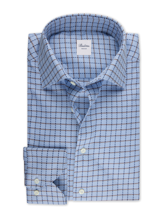 Stenstroms Light Blue Checked Twill Shirt 2