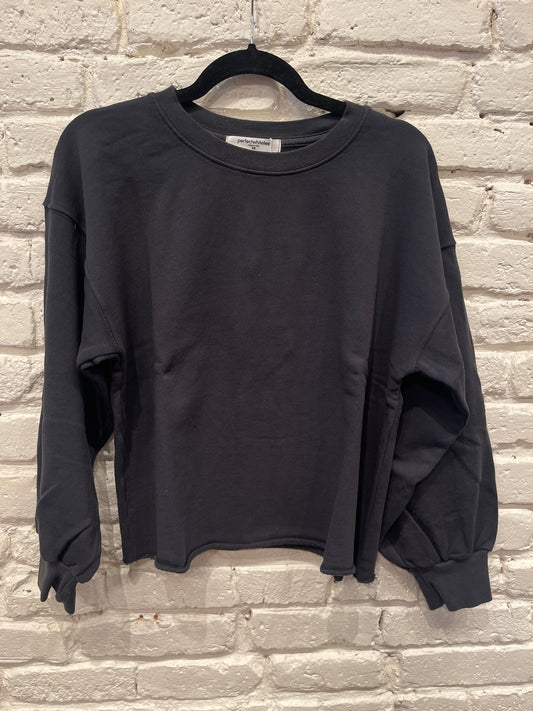 ZAYNE L/S OVERSIZED CREW VTG BLACK