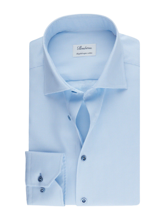 Stenstroms Light Blue Houndstooth Twill Shirt