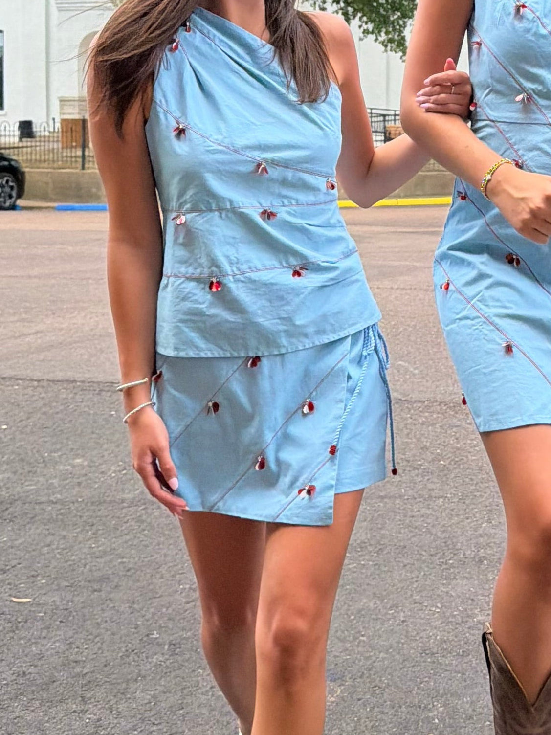 BLUE POPPY BEADED SKORT