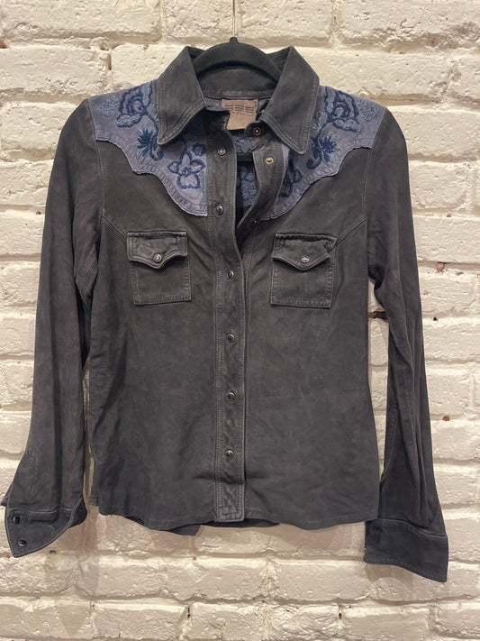 ADIANA LEATHER SNAP SHIRT
