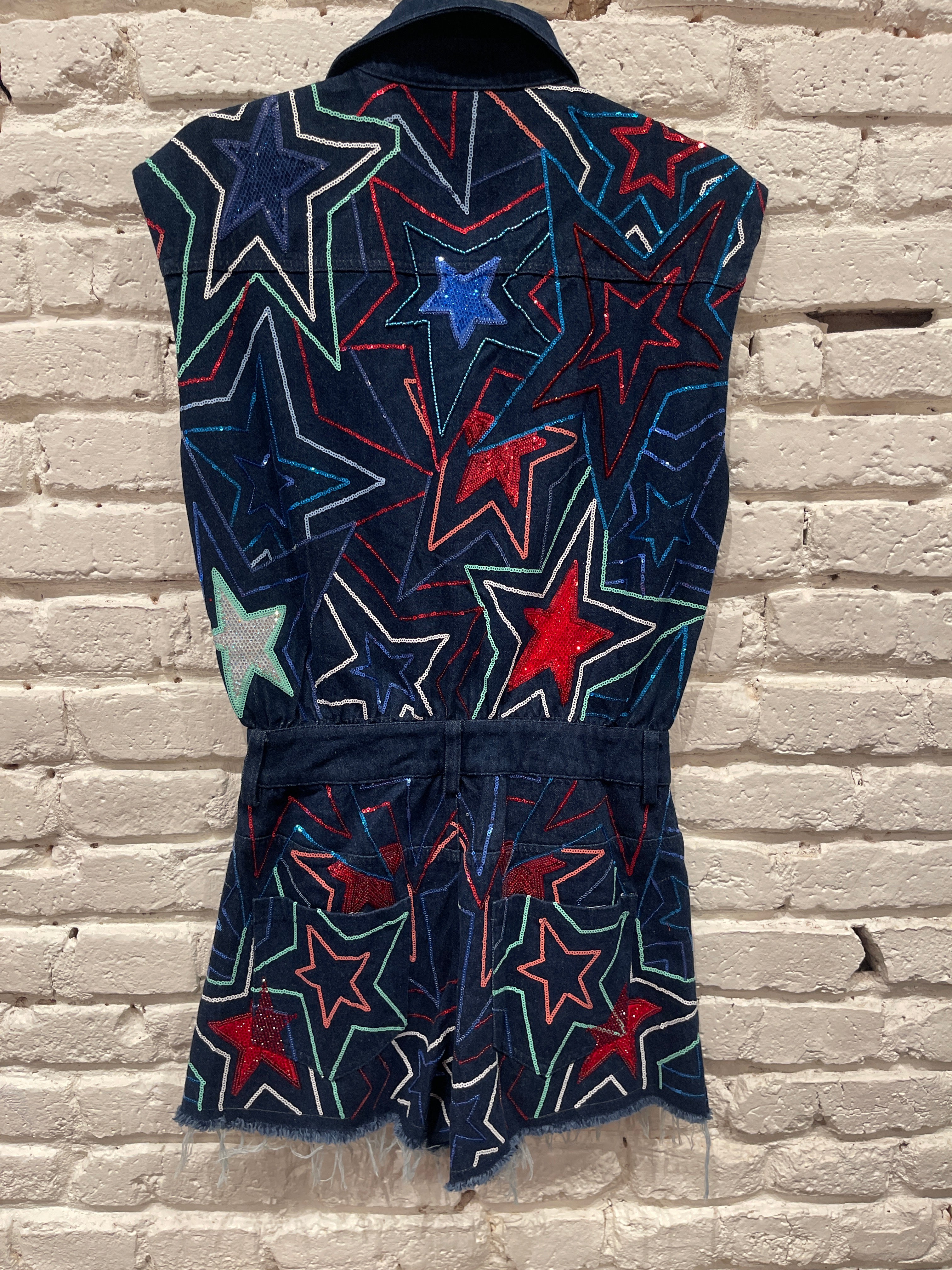 GROOVY STAR DENIM ROMPER