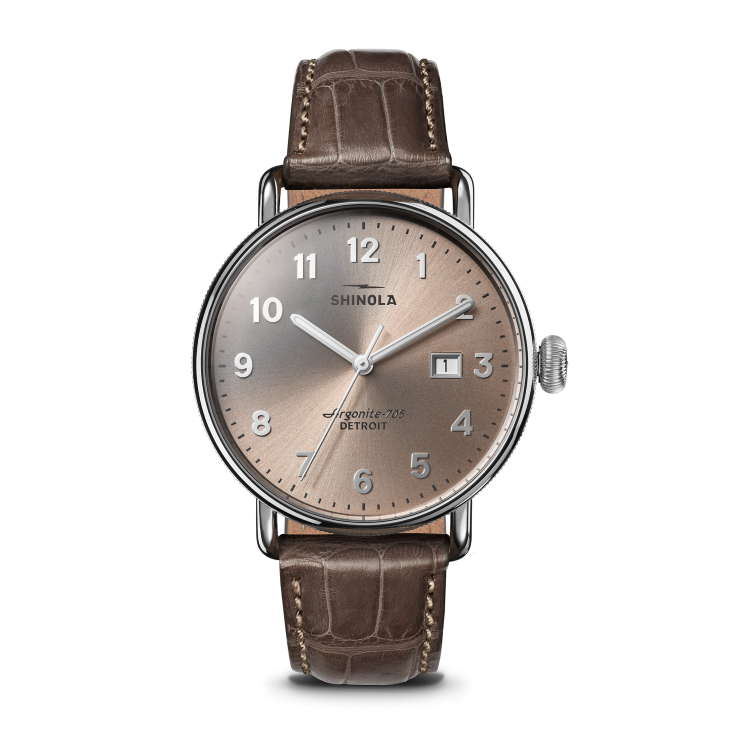 Canfield Watch 38mm - Gray Brown Alligator Strap (Nude)
