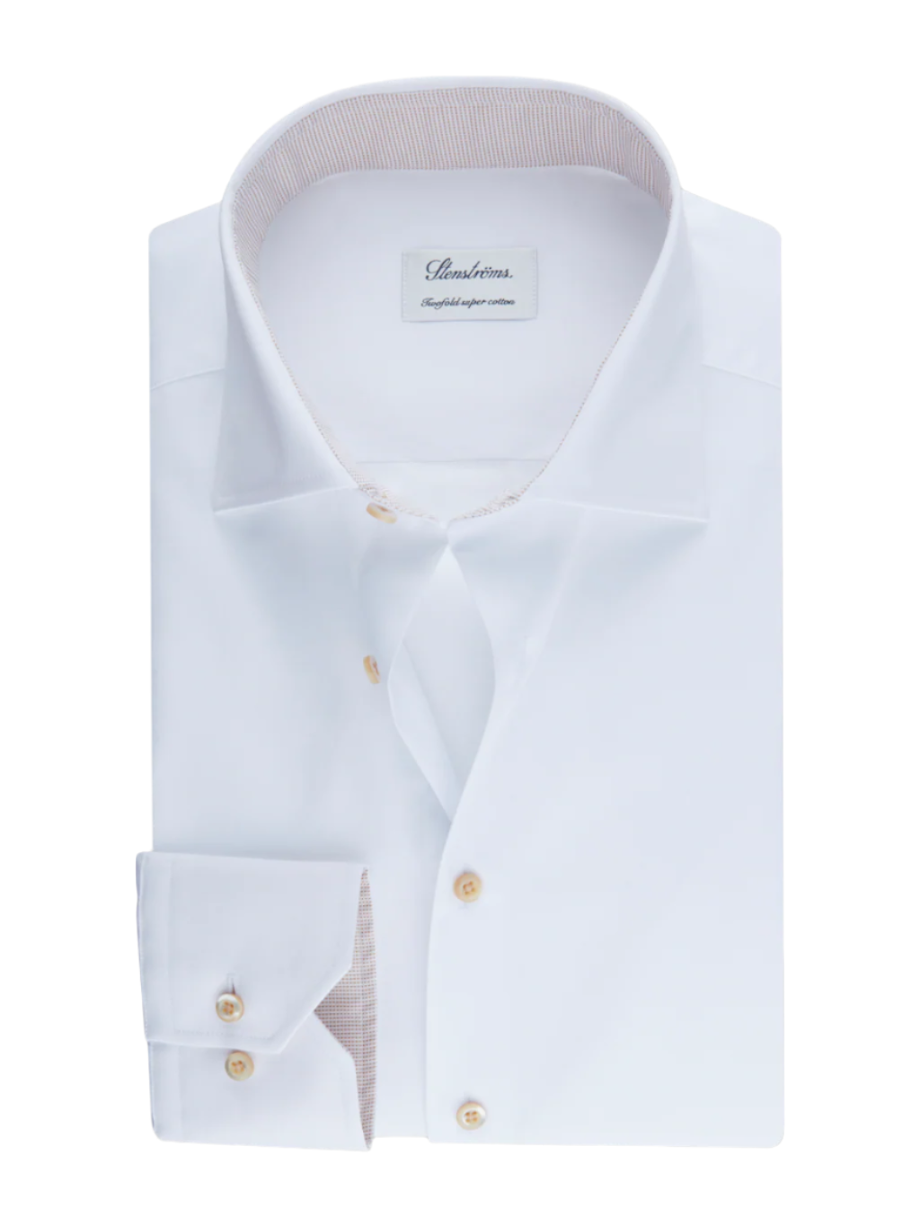 Stenstroms White Contrast Twill Shirt (Ivory)