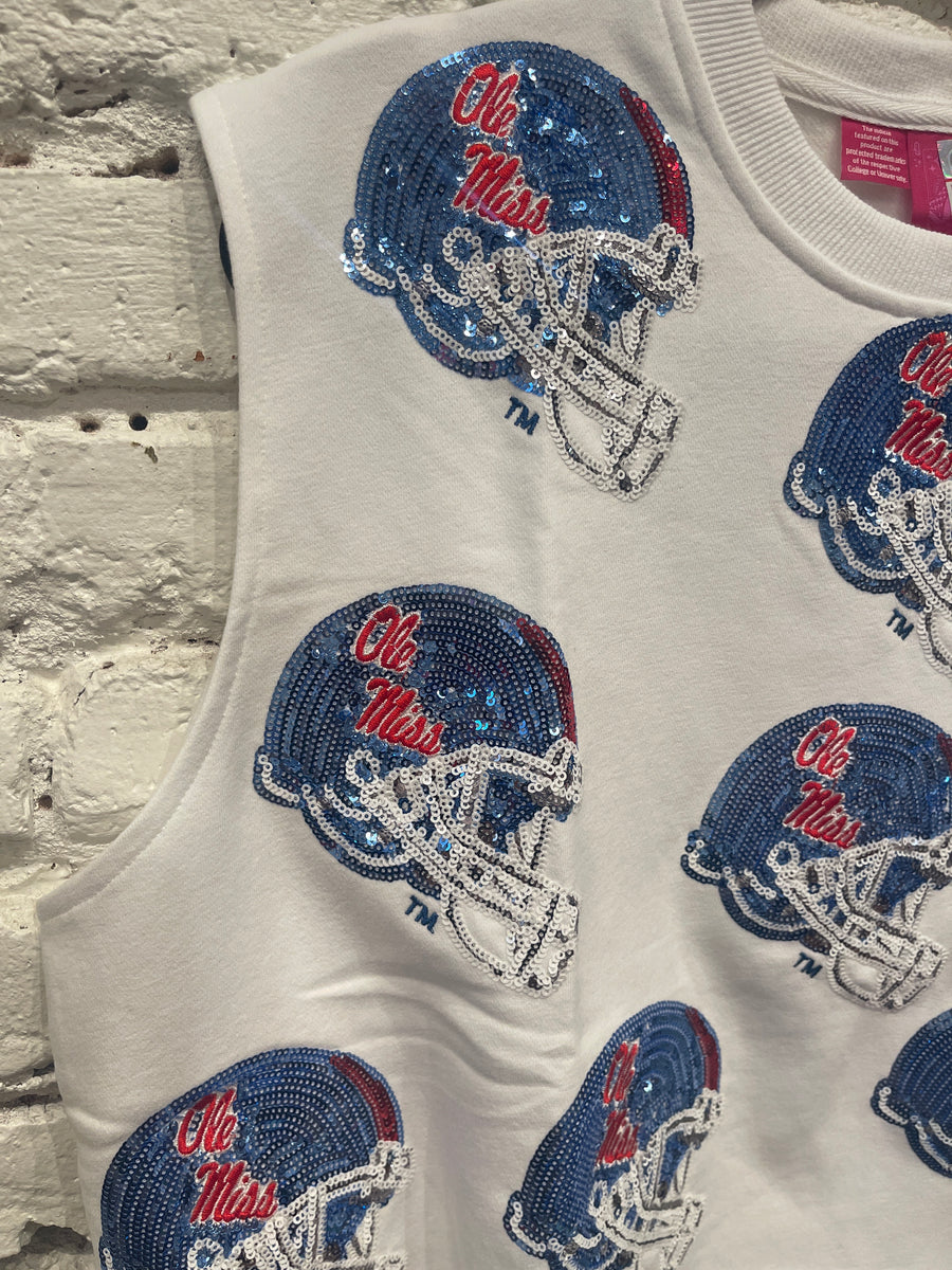 OLE MISS ALL OVER HELMET CROP TANK