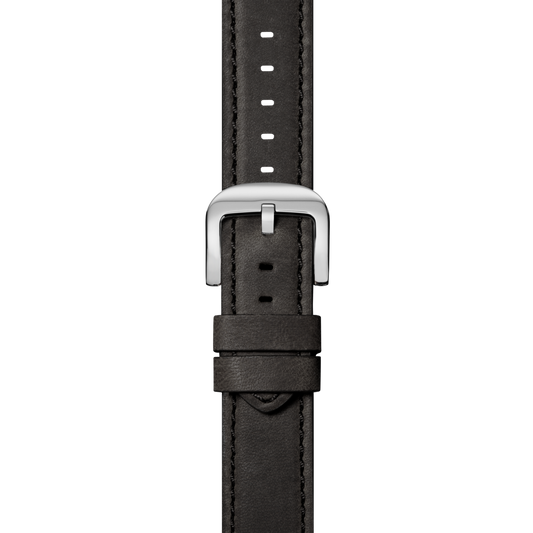 Shinola 20mm Grizzly Black Leather Watch Strap (Black Stitch)