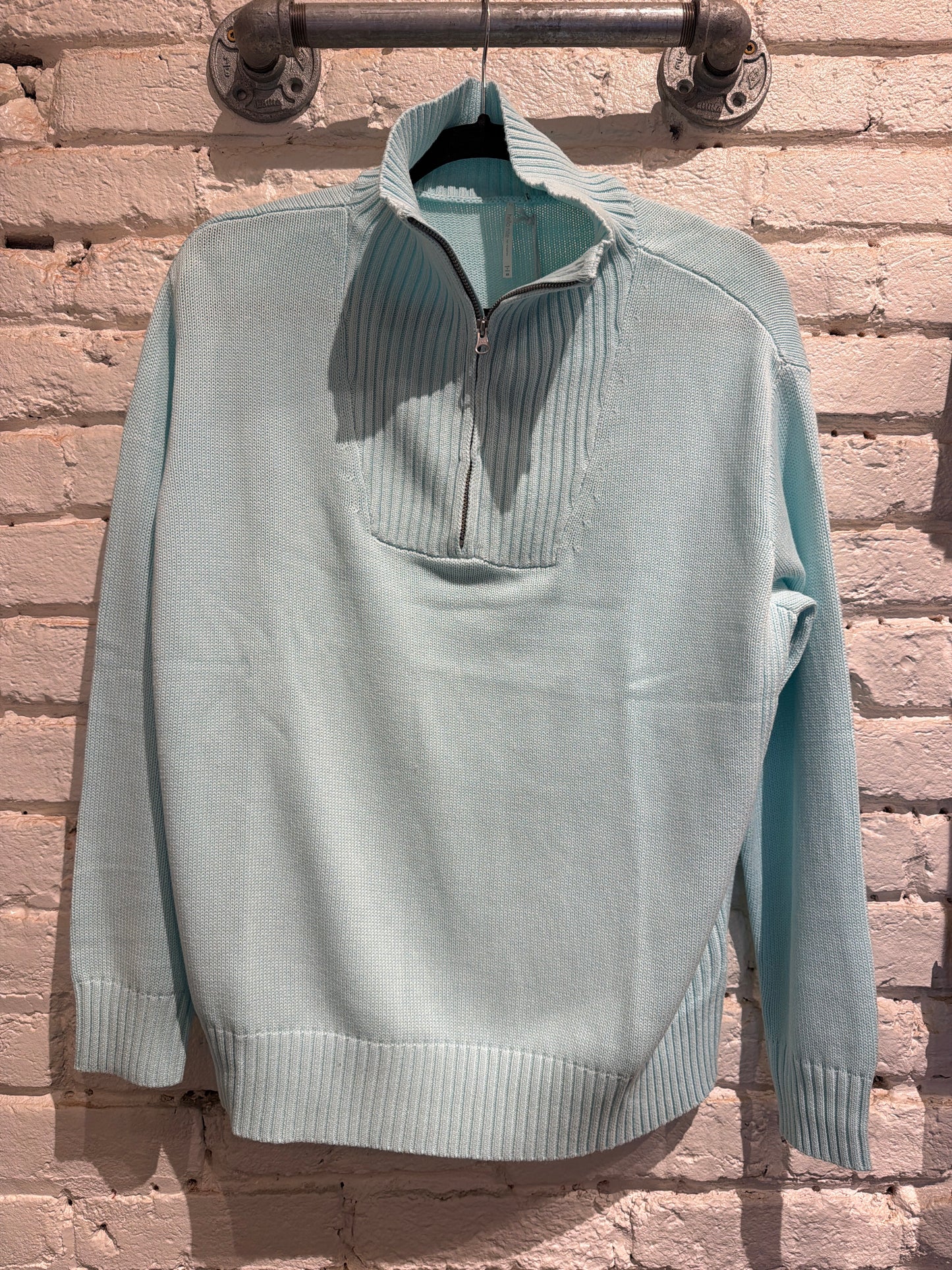 COTTON SWEATER HALF-ZIP WINTER SKY