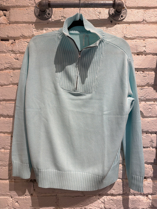 COTTON SWEATER HALF-ZIP WINTER SKY