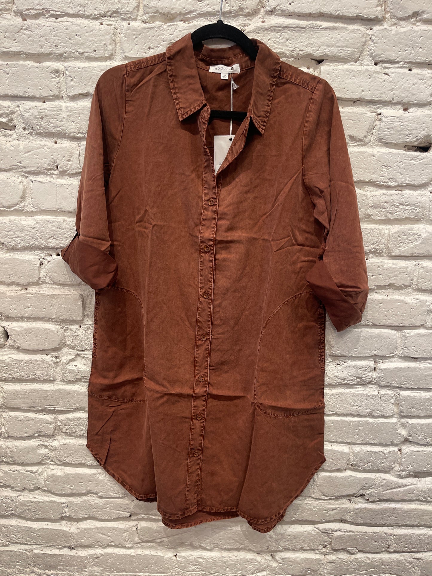 ROLL UP L/S SHIRT DRESS MAPLE