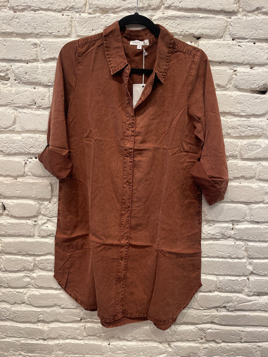 ROLL UP L/S SHIRT DRESS MAPLE