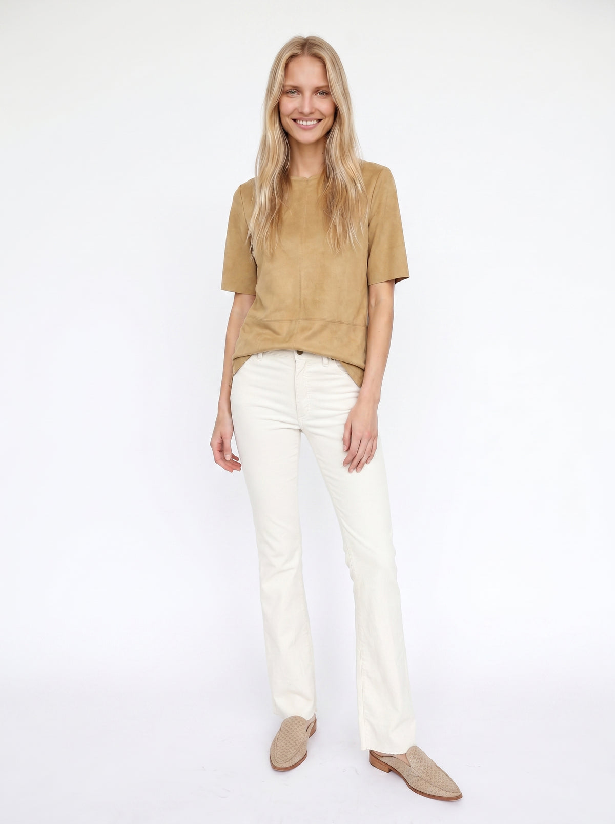 ULTRA FINE SUEDED KNIT SEAMED TEE