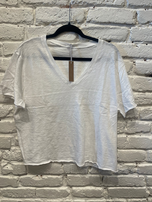 CHARLIE V-NECK S/S BF TEE WHITE SAND