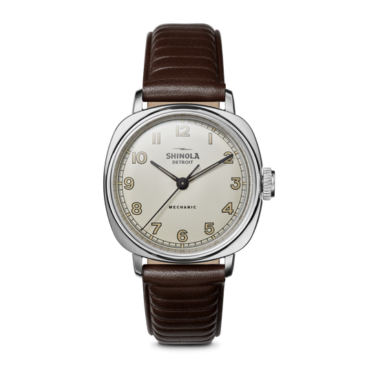 Mechanic Watch 39mm - Deep Brown Leather Strap (Alabaster)