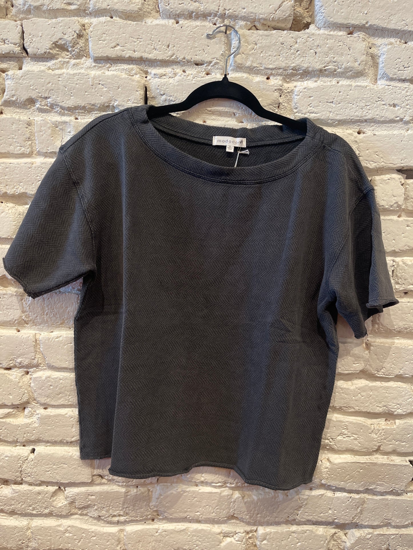 ELBOW SLEEVE BOATNECK WASHED EBONY