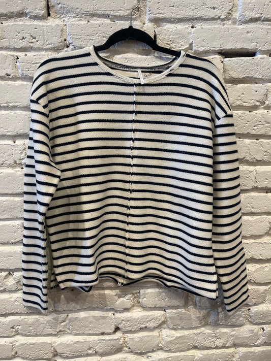 FRANKIE LS RAW SEAMED CREW MIDNIGHT
