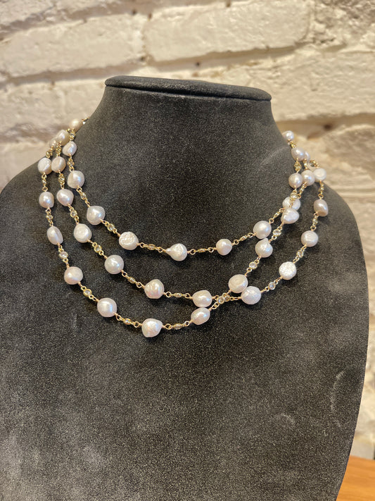 8511T PEARL BEZEL ROSARY TRIPLE LAYER