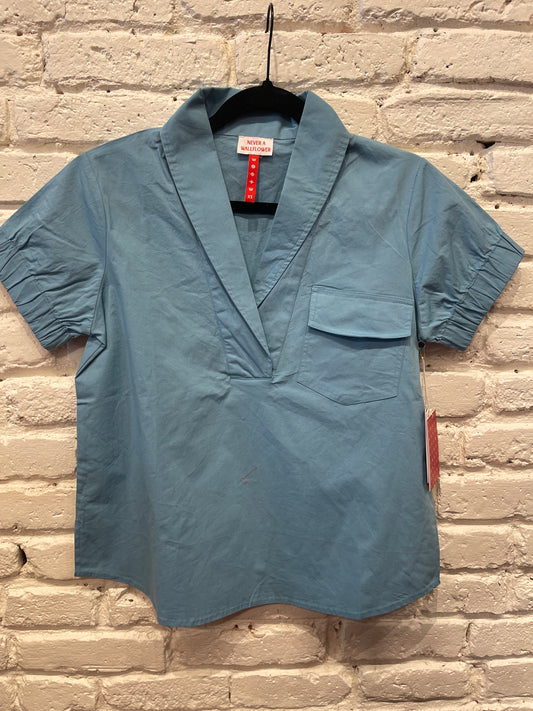 SHAWL COLLAR TOP POWDER BLUE
