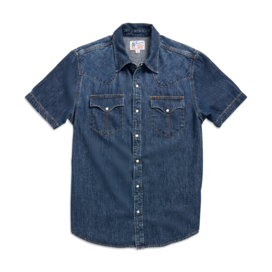 Tecovas Denim Short Sleeve Pearl Snap (Dark Wash)