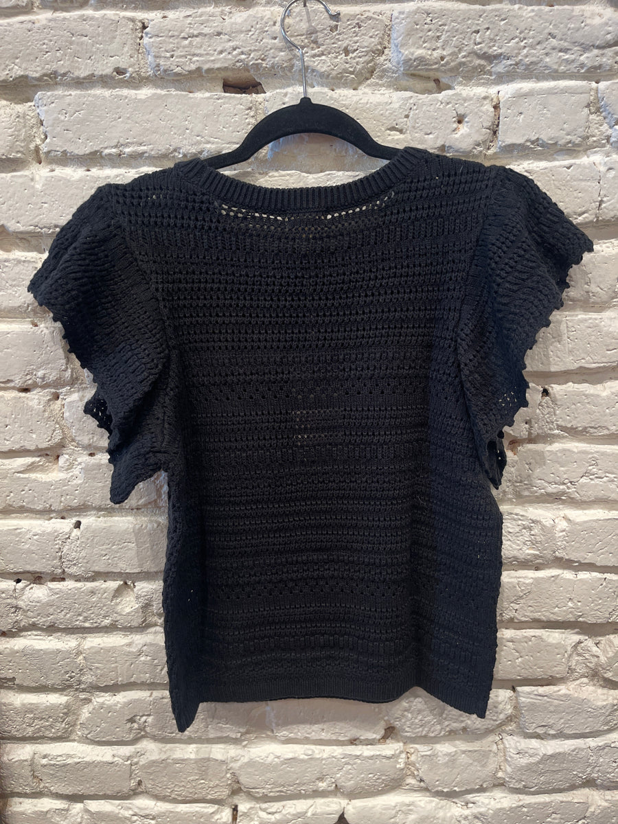 CHLOE CROCHET TEE BLACK