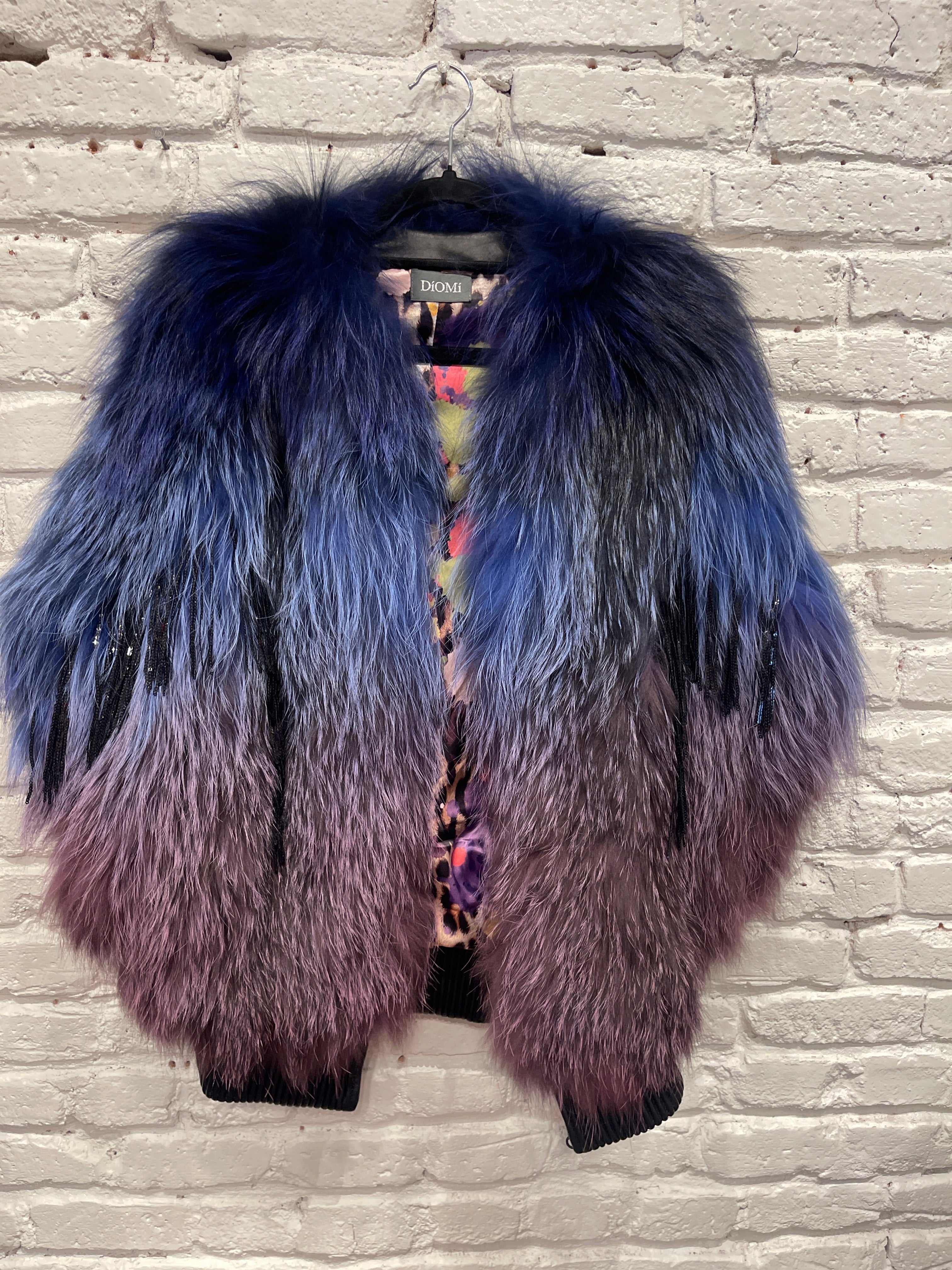 FRINGE GRADIENT GENUINE FUR BOMBER DMA1920