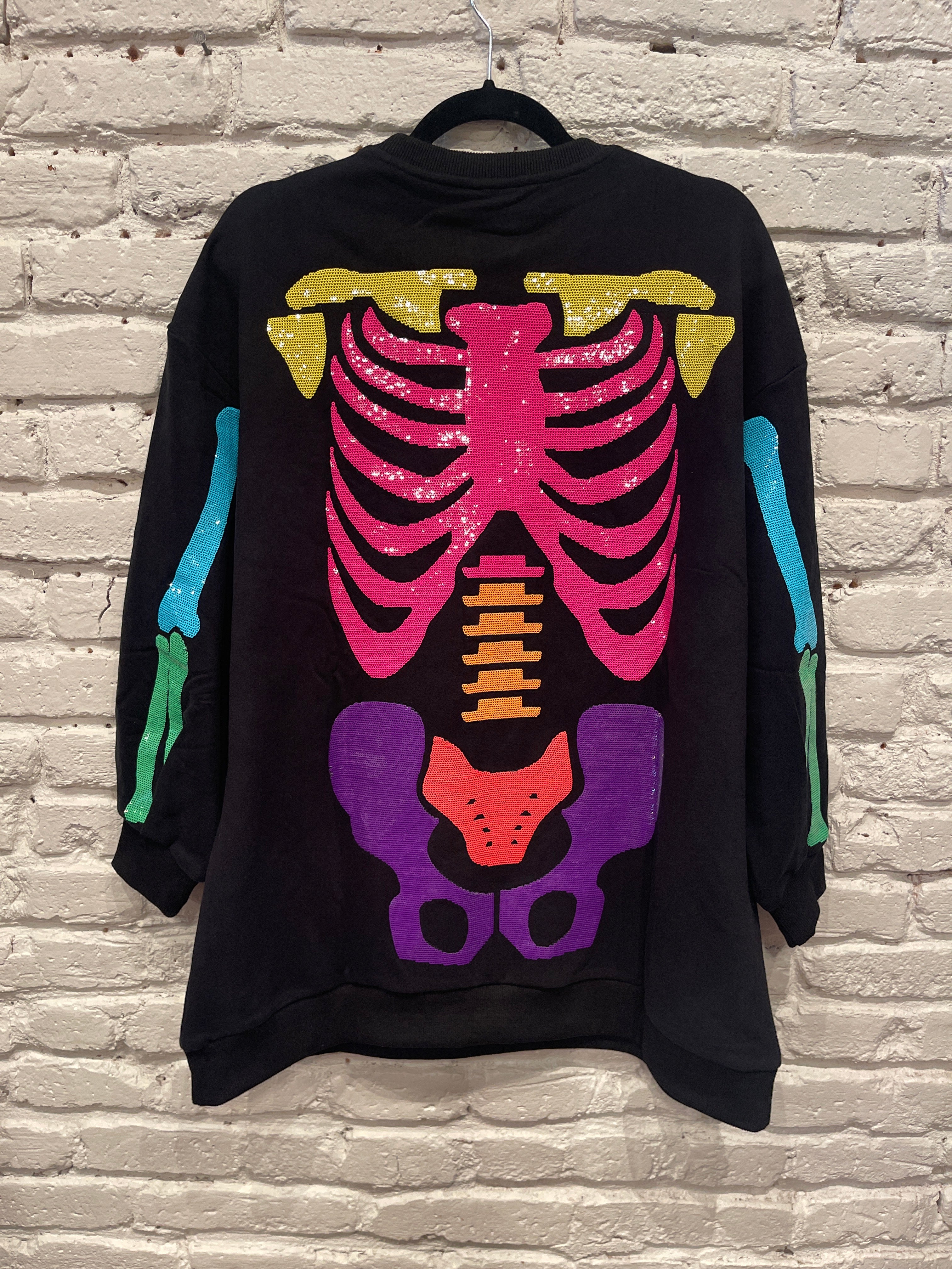 RAINBOW SKELETON SWEATSHIRT DRESS