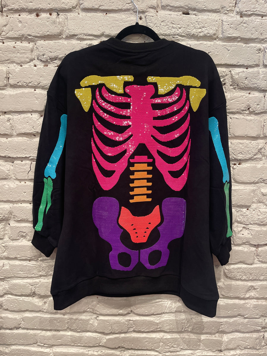 RAINBOW SKELETON SWEATSHIRT DRESS