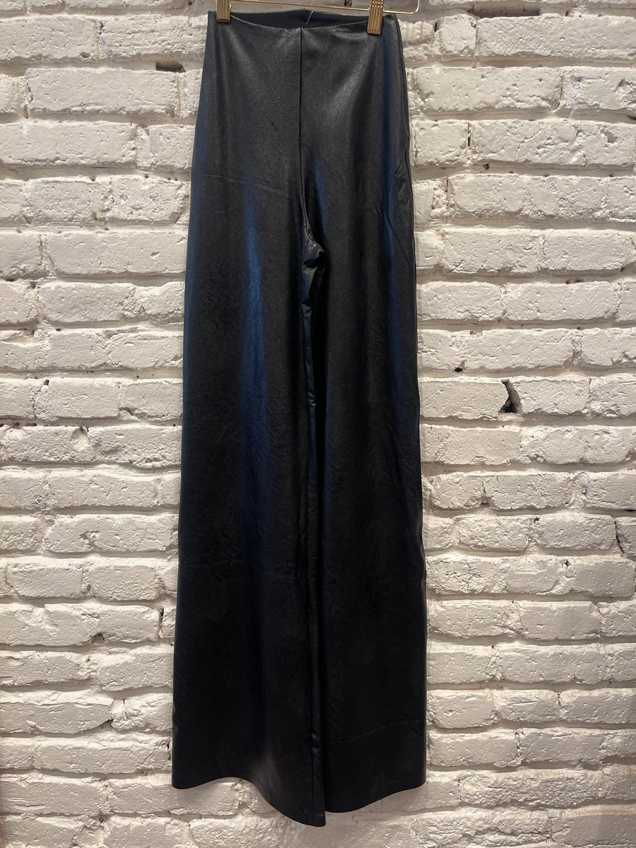 FAUX LEATHER WIDE LEG PANT