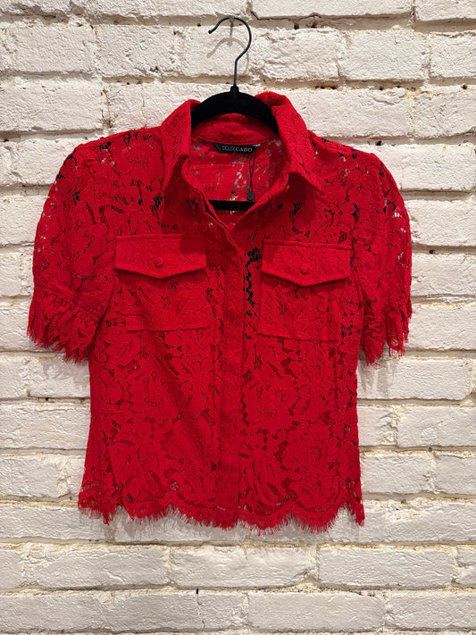 RED LACE SS TOP 264