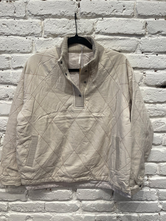 QUILTED SNAP PULLOVER BONE