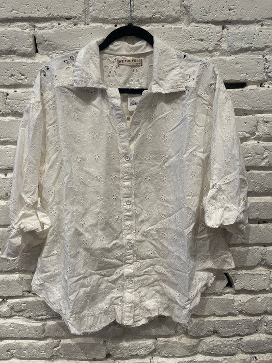 MAE EYELET SHIRT / ECRU