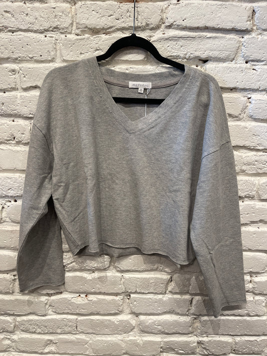 L/S V-NECK BOXY SWEATSHIRT HEATHER GREY