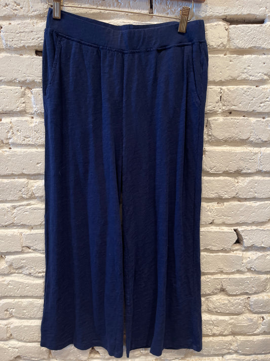 WIDE LEG CROPPED PANTS NAVY