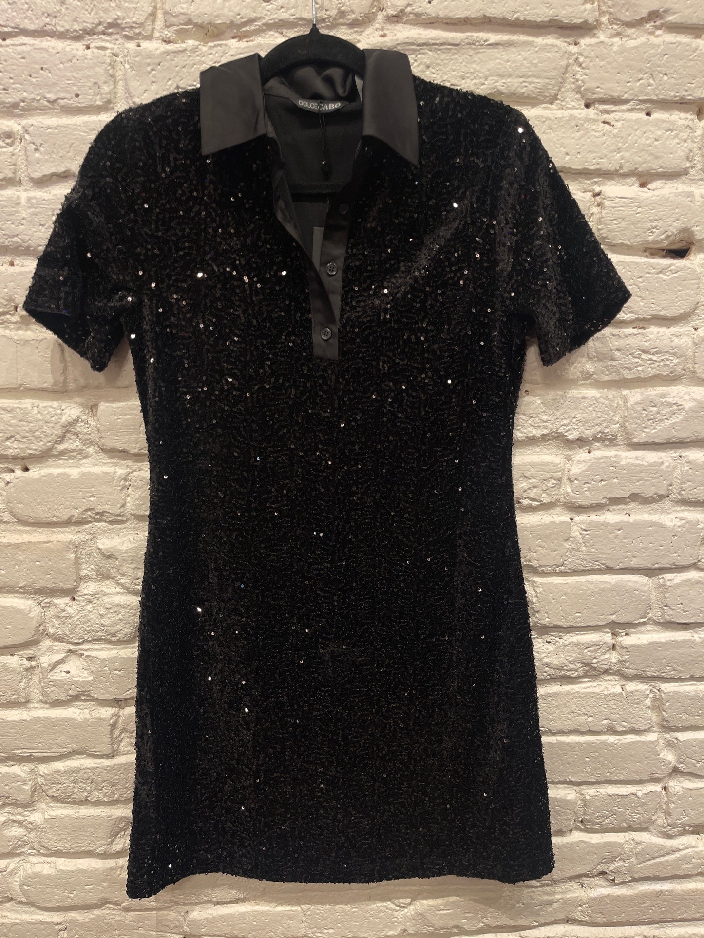 SEQUIN POLO DRESS BLACK