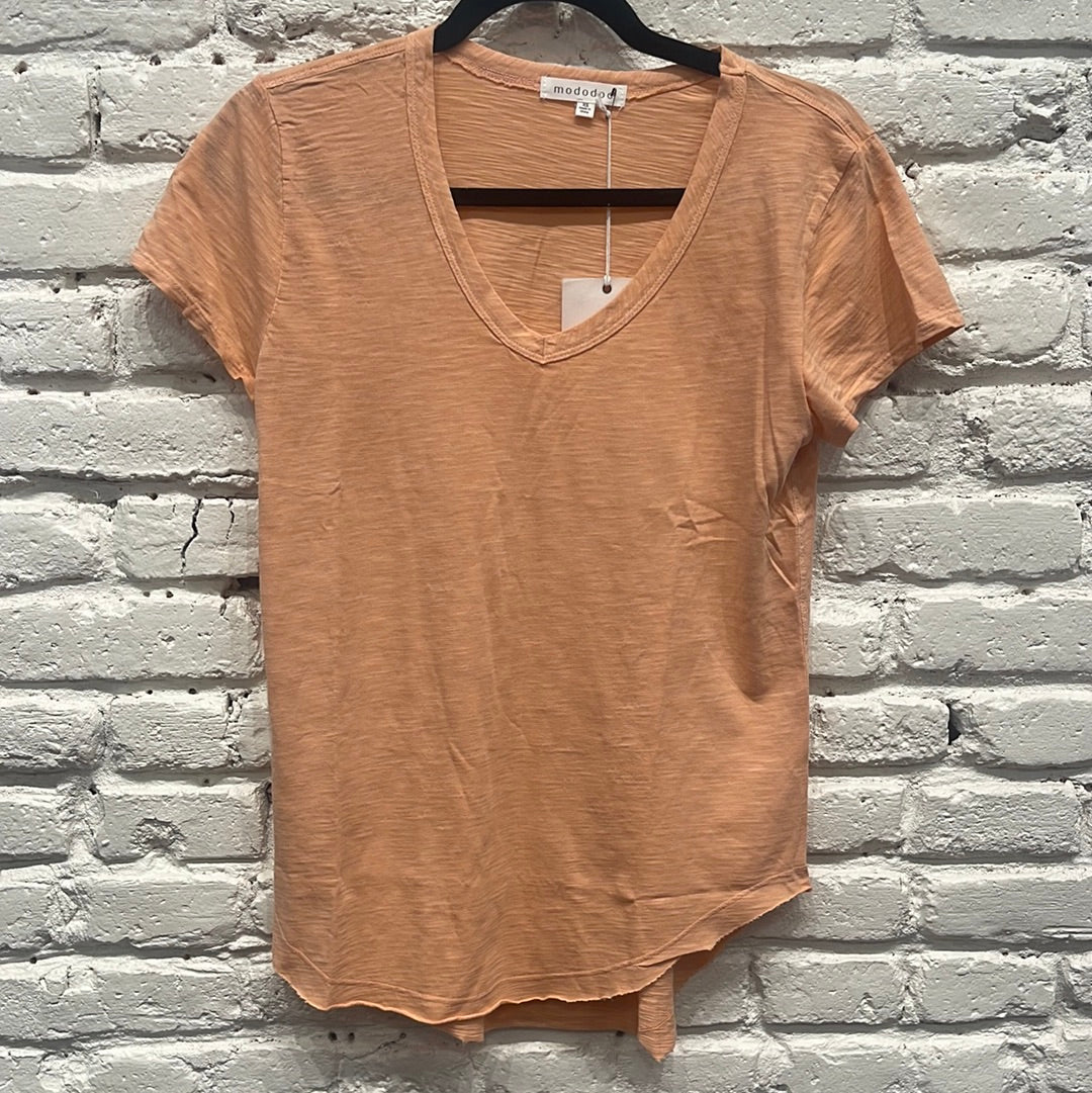 V NECK TEE CURVE HEM SORBET