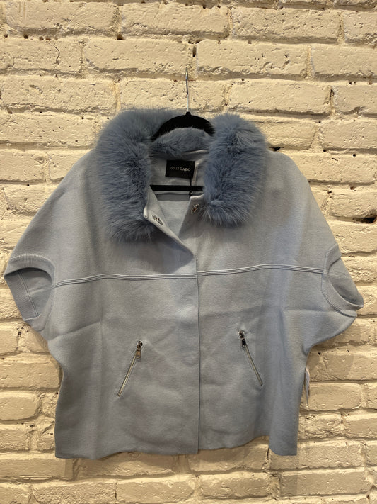 FAUX FUR CARDI POWDER BLUE