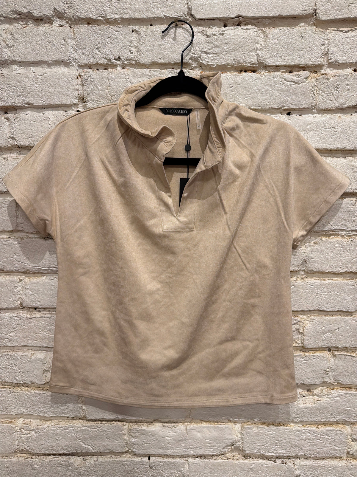 BEIGE RUFFLE SS TOP 296