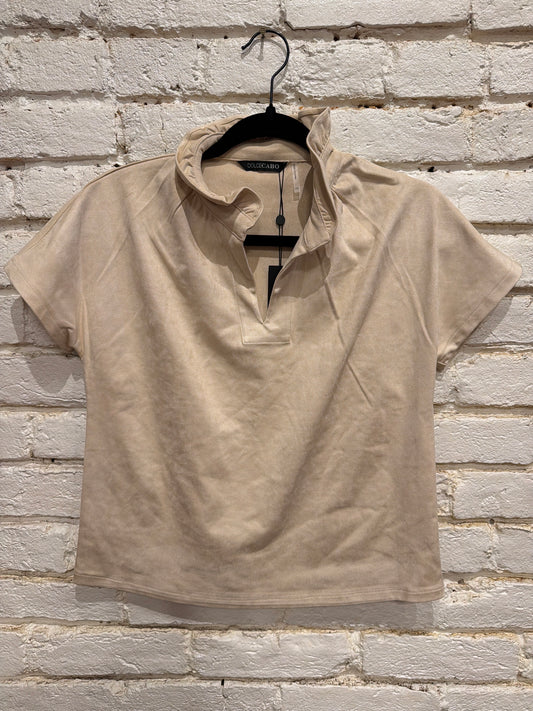 BEIGE RUFFLE SS TOP 296