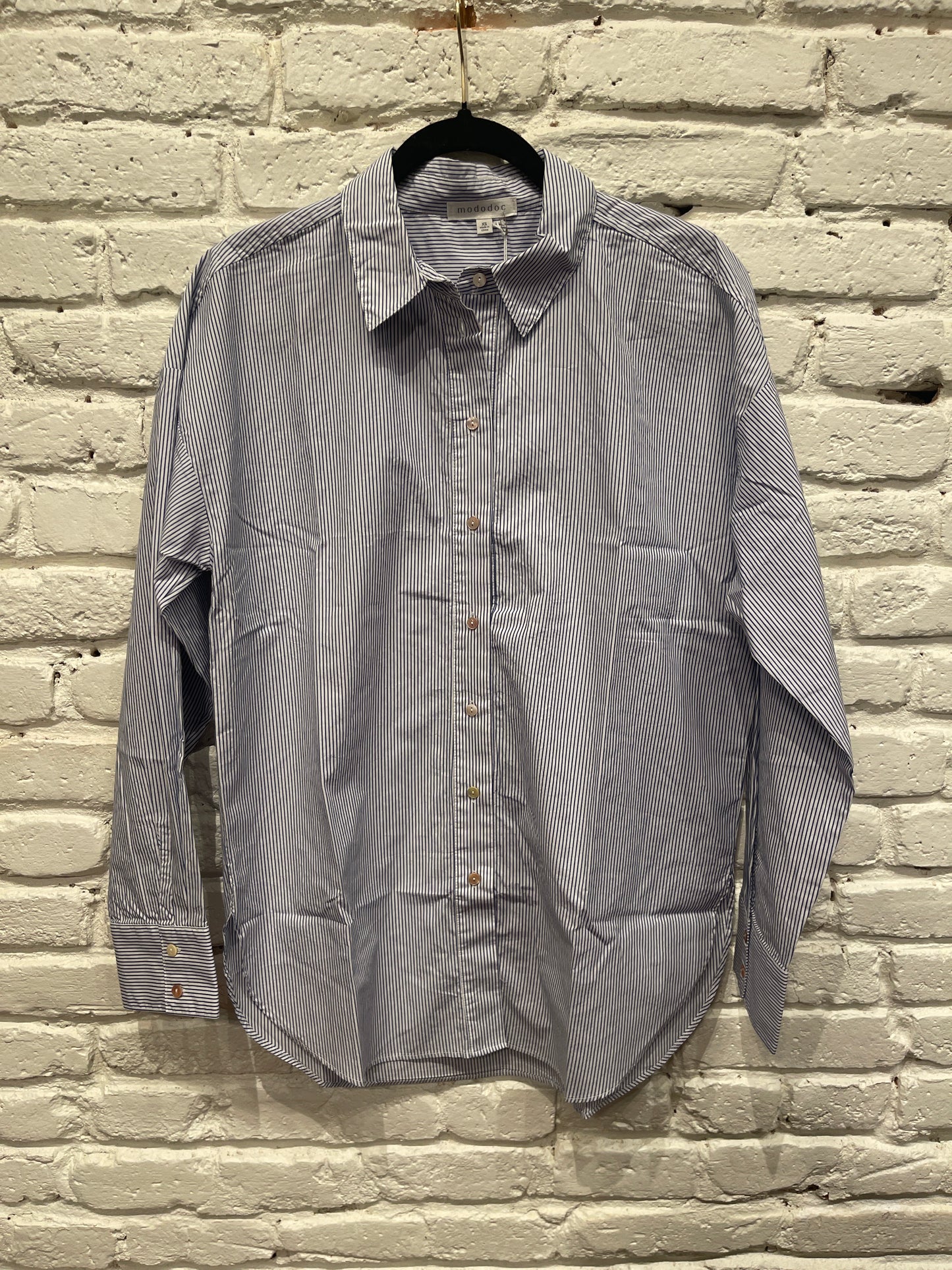 L/S OVERSIZE SHIRT WHITE DENIM STRIPE