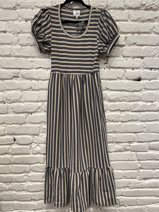 RUTH DRESS NAVY/TAUPE