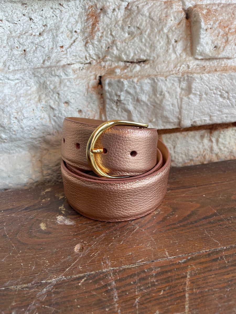 ROSE GOLD 1.5" PEBBLED CALF BELT