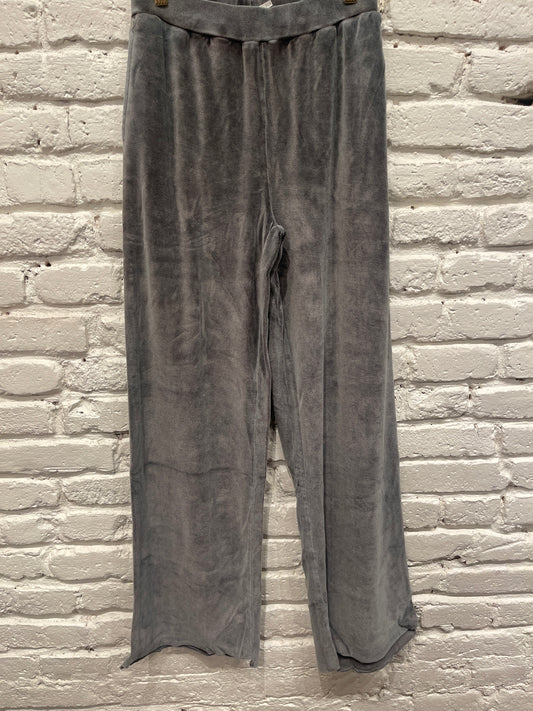 VELOUR STACKED HEM PANT OBSIDIAN