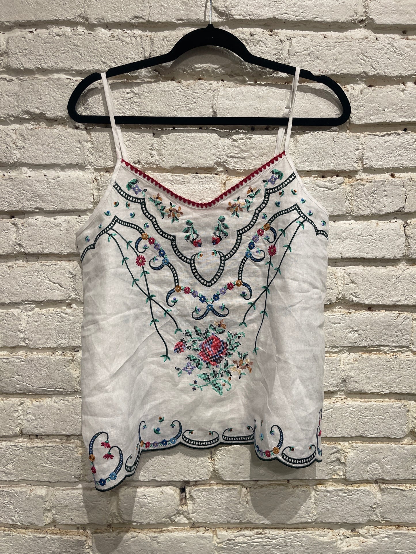 GINNY LINEN EMBROIDERED CAMI