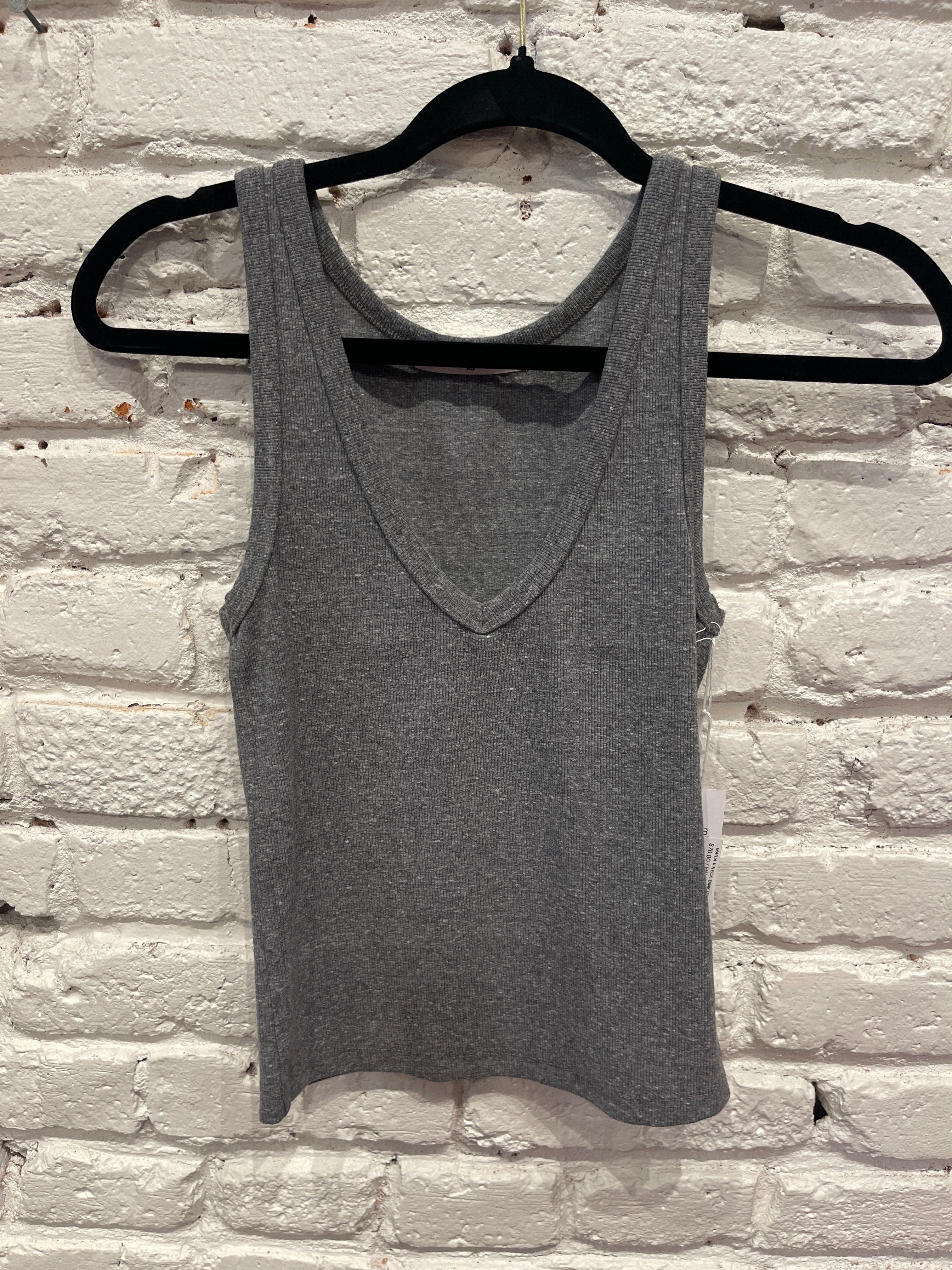 MARIA V NECK TANK HEATHER GREY