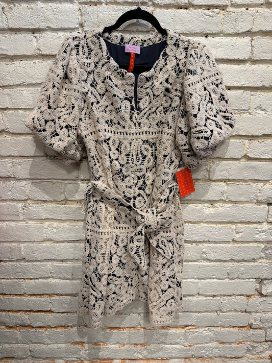 PRINCESS SEAM ZIP UP DRESS ECRU LACE
