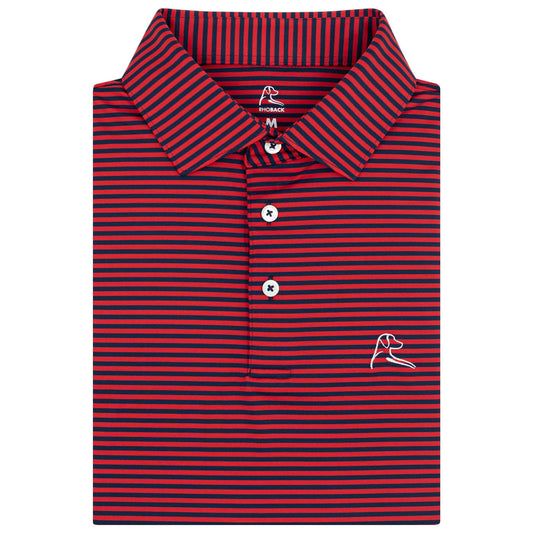 The Birdie Stripe Polo (Classic Red/Fleet Navy)