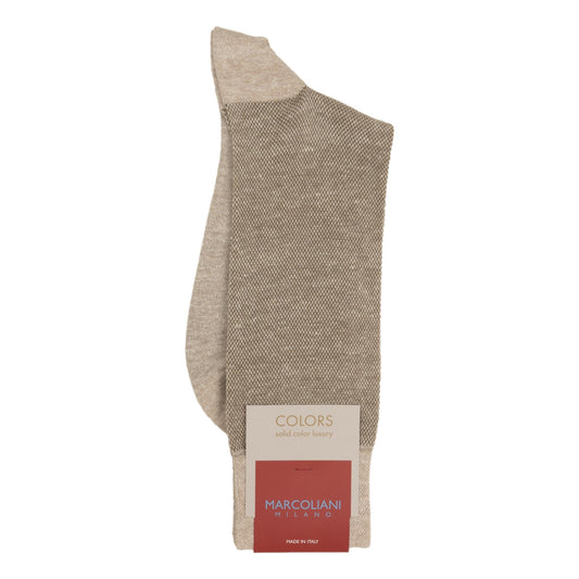 Linen & Cotton Pique Socks (Beige)
