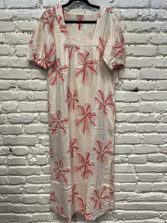 SQUARE NECK LILY EMBROIDERY MAXI