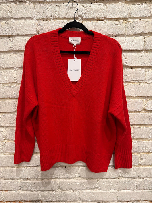 CHARLOTTE V-NECK PULLOVER RED