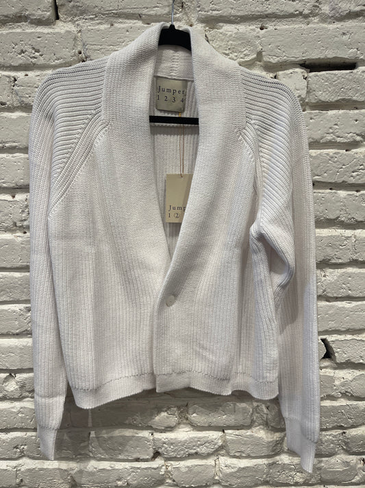 COTTON RIB CARDIGAN WHITE