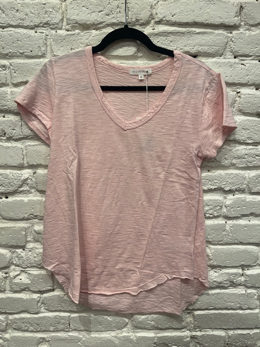 V-NECK TEE W/ CURVE HEM ROSEWATER
